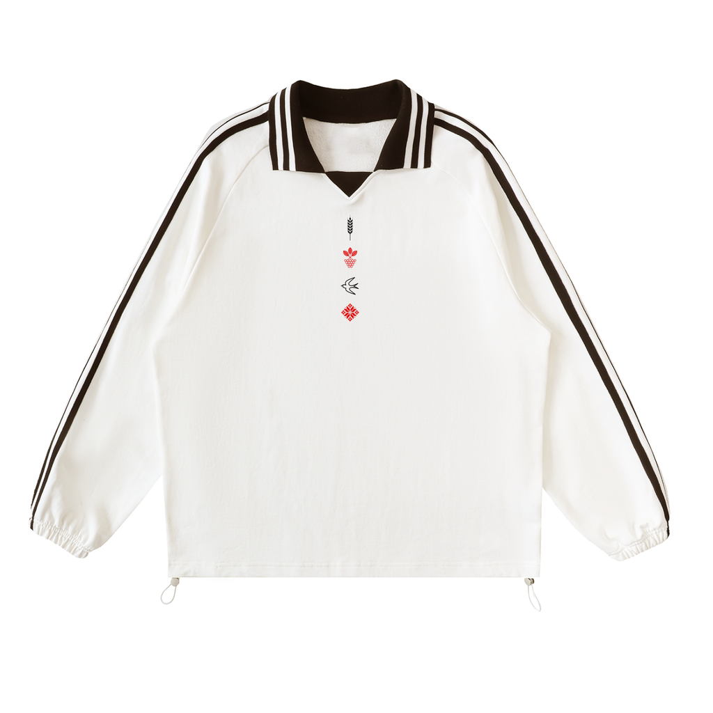 Contrast Striped Lapel Collar Sweatshirt / UA