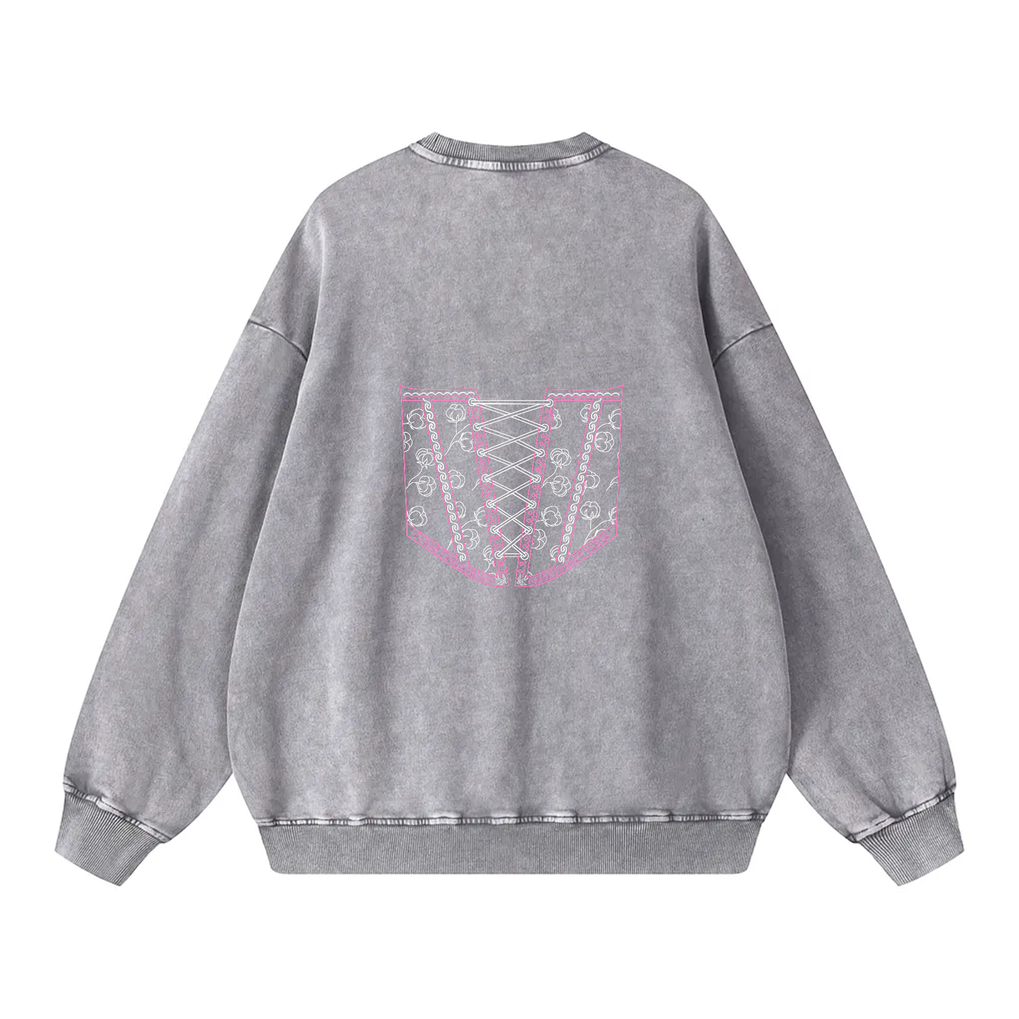 Snow Washed Oversized Sweatshirt / Colored Corset