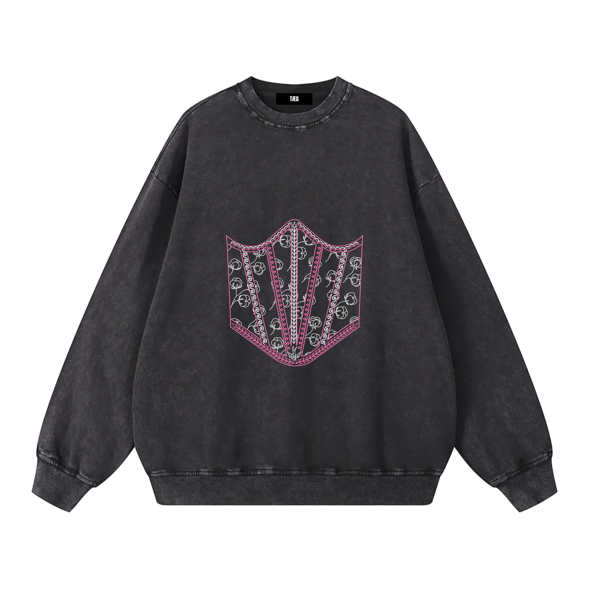 Snow Washed Oversized Sweatshirt / Colored Corset