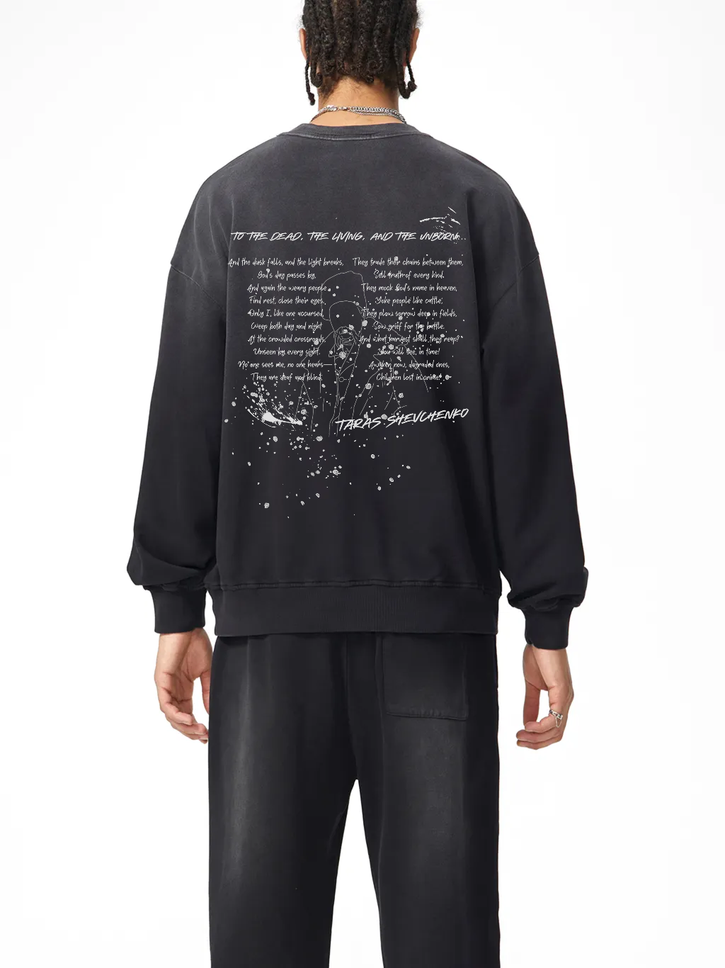 Effortless Athleisure Pure Cotton Handcrafted Monkey Wash Drop-Shoulder Sweatshirt / Taras Shevchenko