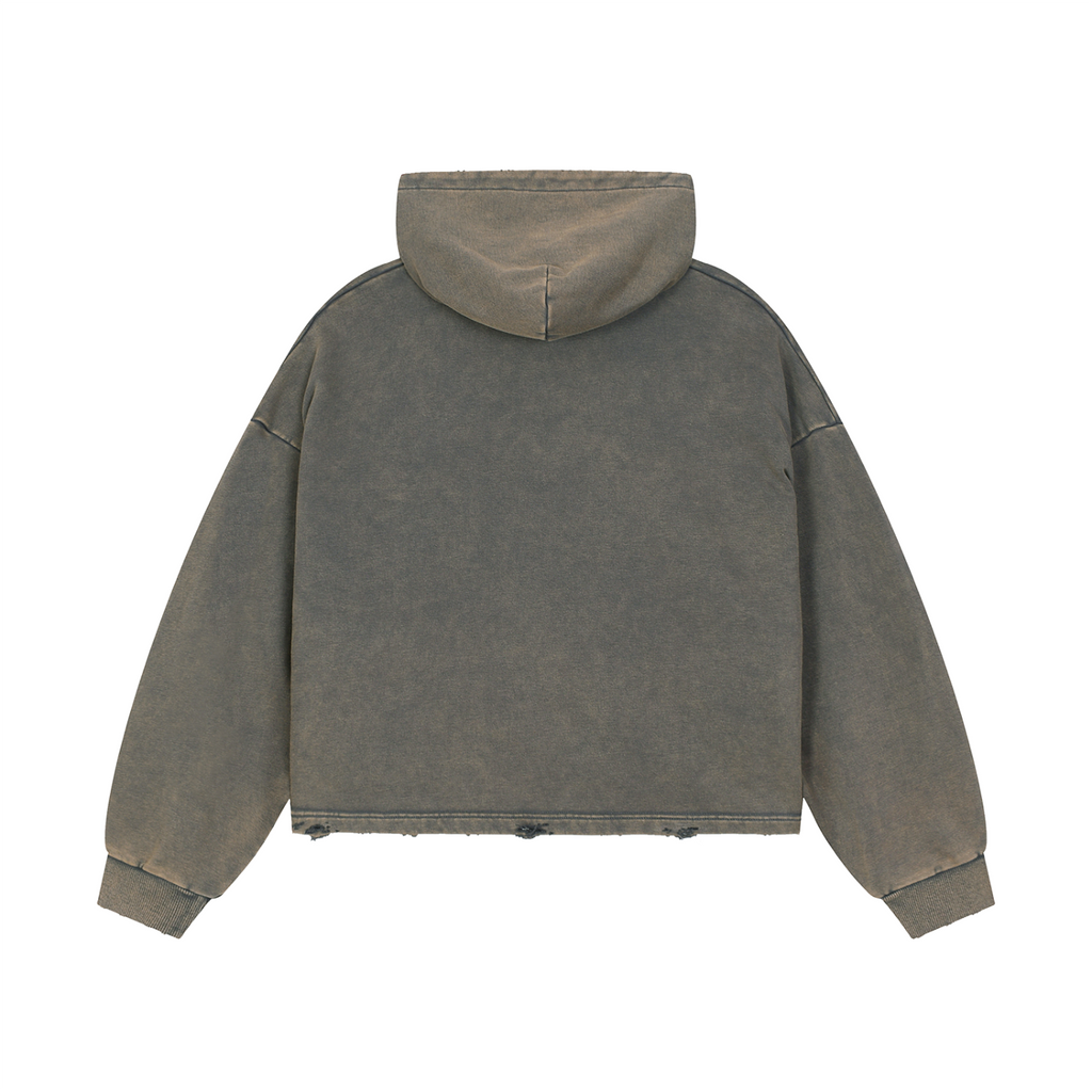 Vintage Washed Frayed-Hem Hoodie / Поможіть не словом, а гривнею.