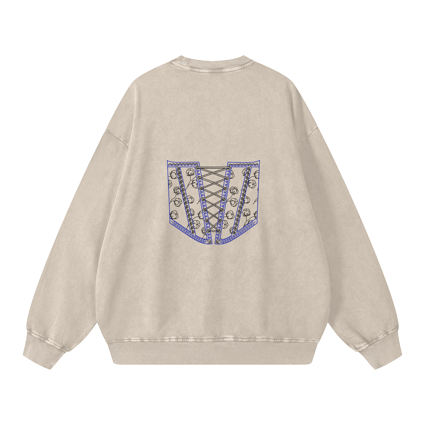 Snow Washed Oversized Sweatshirt / Colored Corset