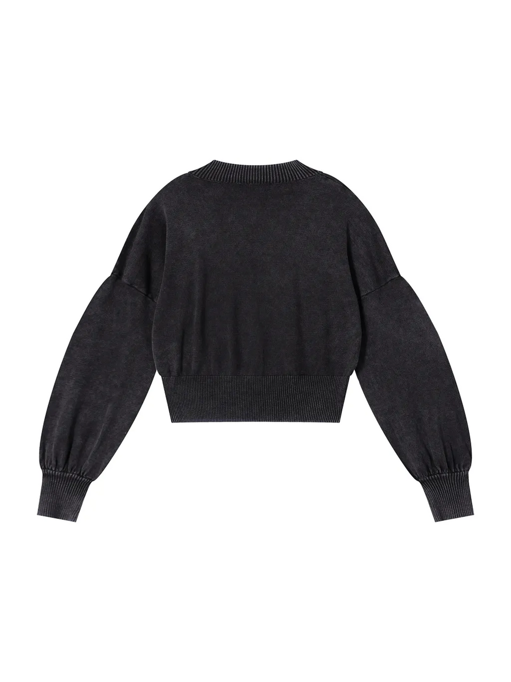Mineral Wash Balloon Sleeve Cropped Sweater / Map of Ukraine made of hearts / Карта України