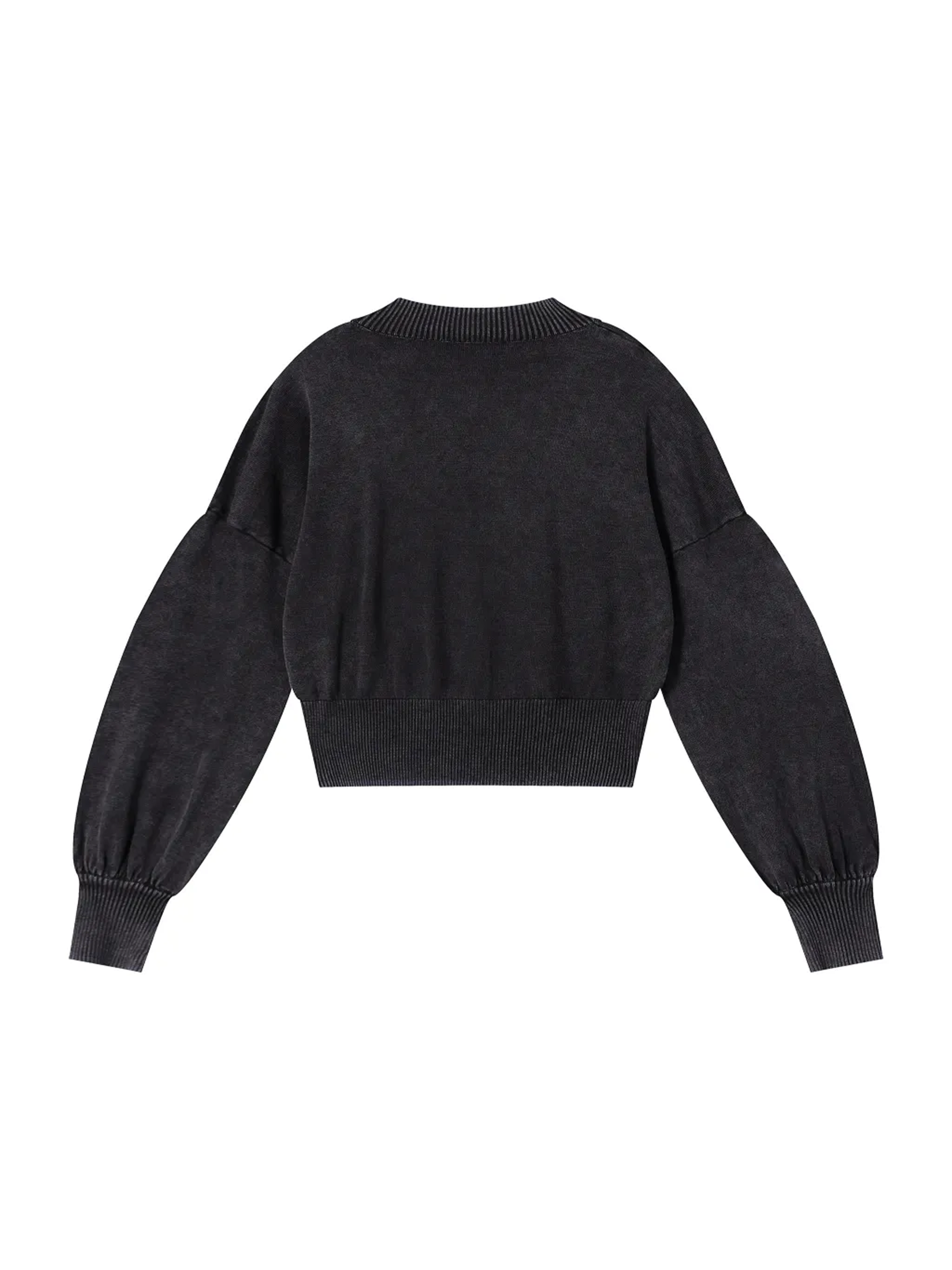 Mineral Wash Balloon Sleeve Cropped Sweater / Map of Ukraine made of hearts / Карта України